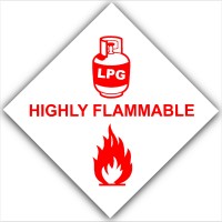 6 x Red on White-HIGHLY FLAMMABLE LPG Gas On Board-External Self Adhesive Stickers-Liquid Petroleum Propane Butane-Health and Safety Signs-Caravan,Camper Van,Campervan,Boat,BBQ,Locker